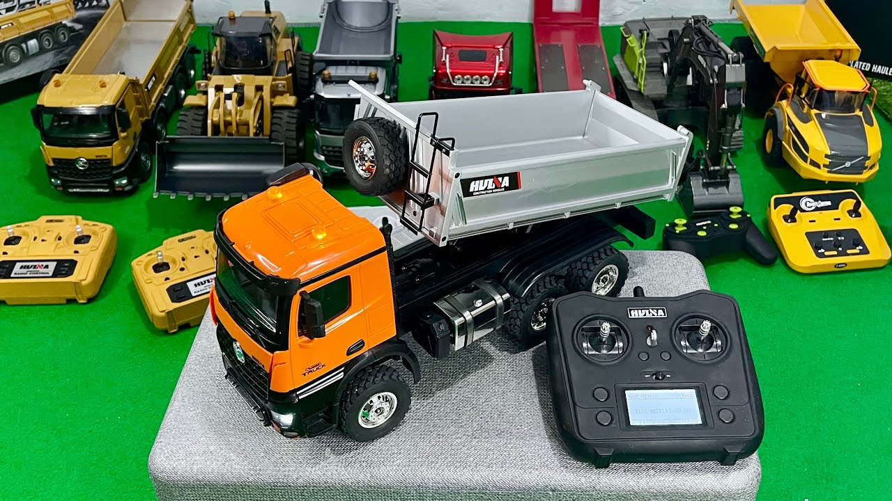 RC #3 R/C truck konstruksi, Rc dump truck huina 1582, truck trailer, truk molen, excavator, loader