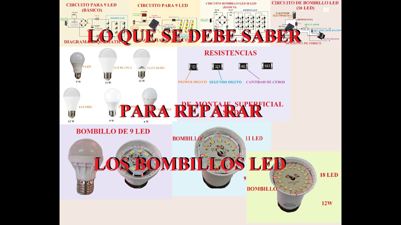 CLASE 90.- COMO  REPARAR LOS BOMBILLOS LED