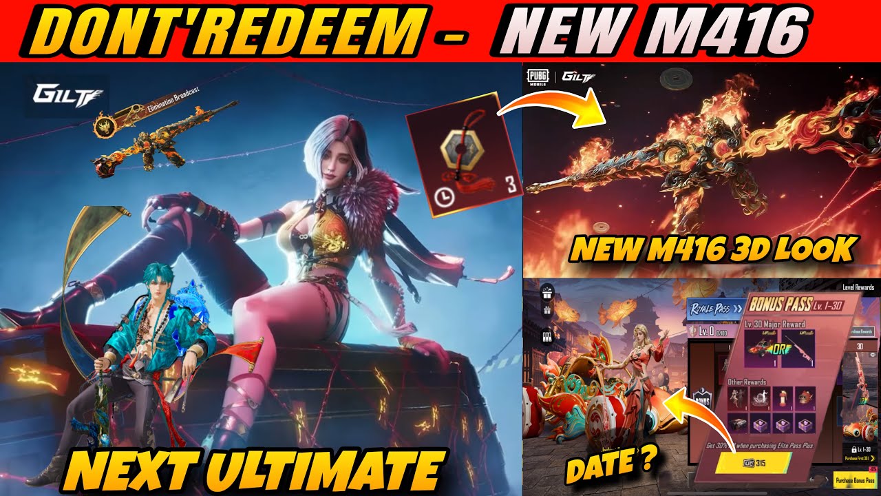 CRIMSON SKYBLADE M416 3D LEAKS🔥| BGMI BONUS PASS  DATE & 3D LEAKS | FREE GEM TRICK | NEW X-SUIT LOOK