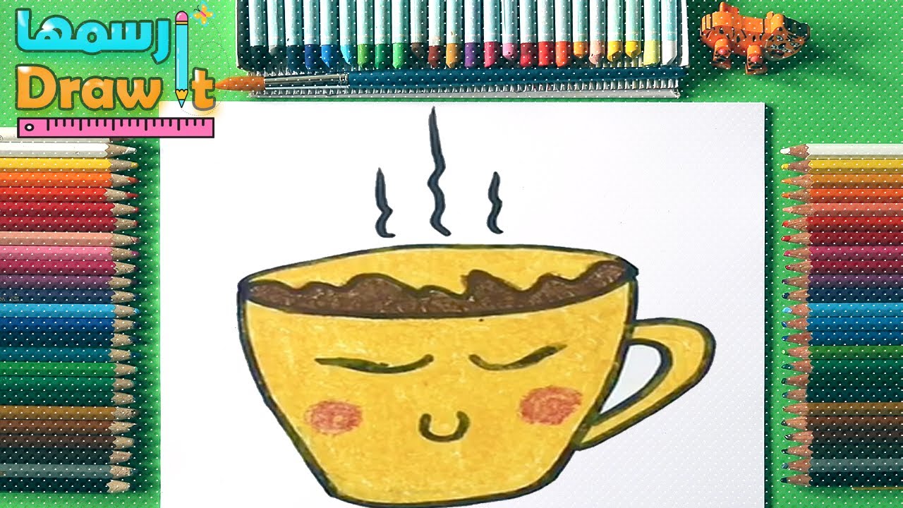 رسم سهل | رسم فنجان قهوة بالرصاص | تعليم الرسم |رسومات بالرصاص | easy  to Draw Tea Cup Step by Step