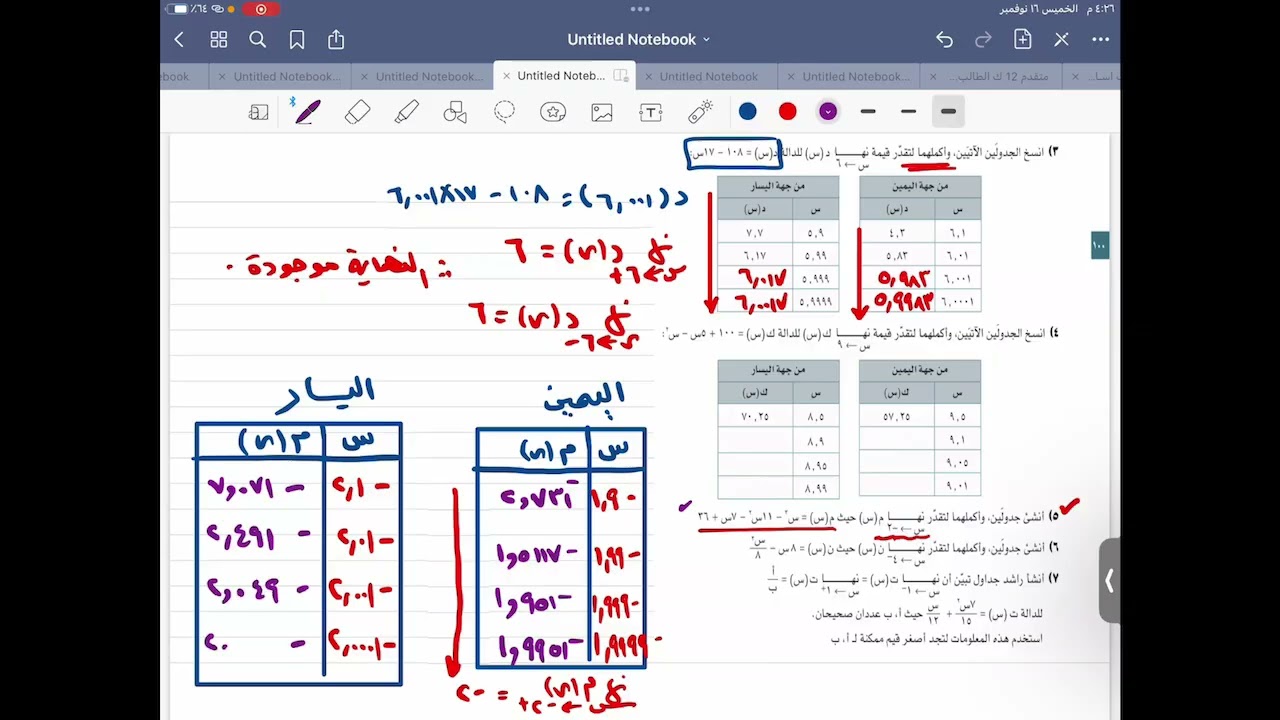 نهاية الدالة عند نقطة للصف ١٢.  متقدم