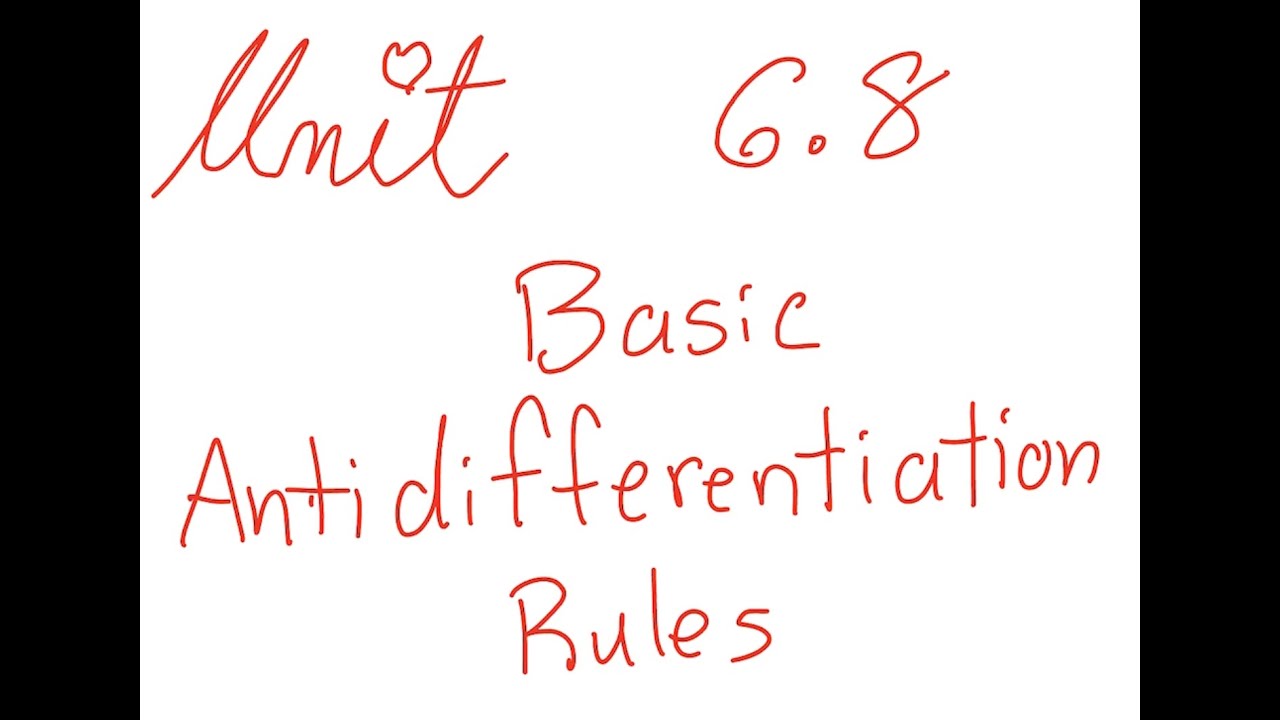 Calc Unit 6 8 Antiderivative rules