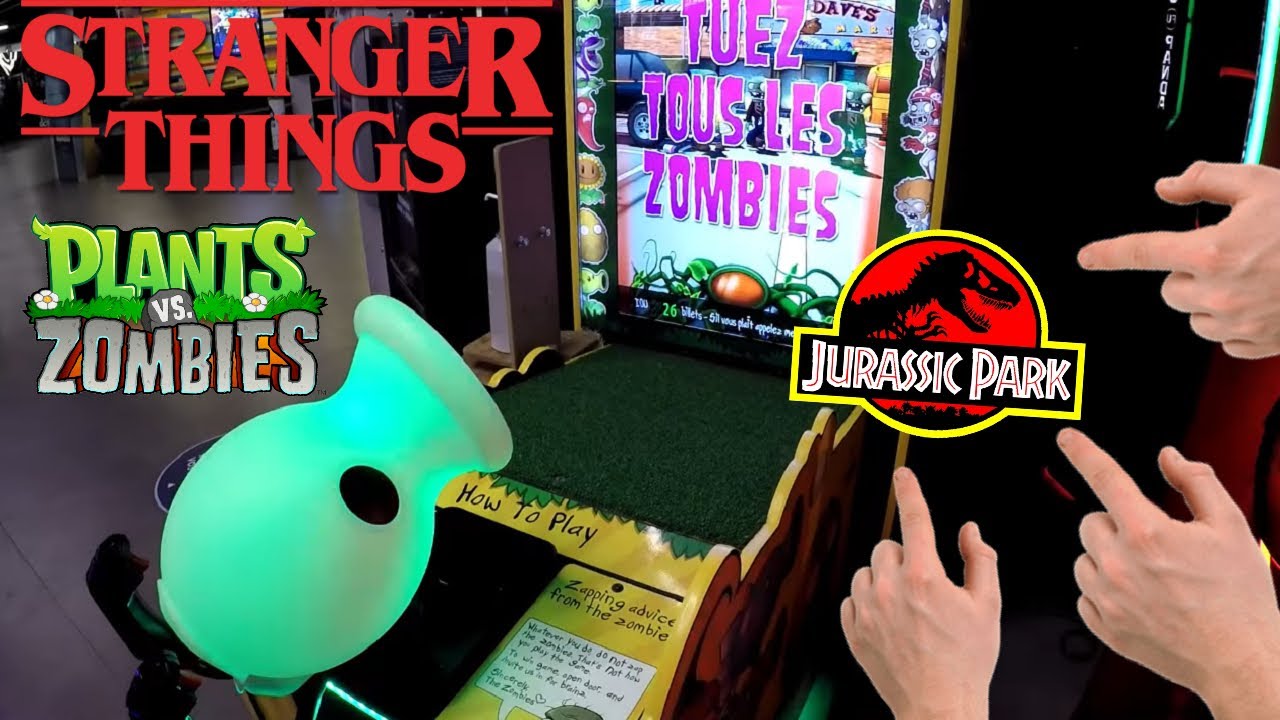 UNE SALLE D'ARCADE JURASSIC PARK - FLIPPER ACDC - STRANGER THINGS  DE MALADE