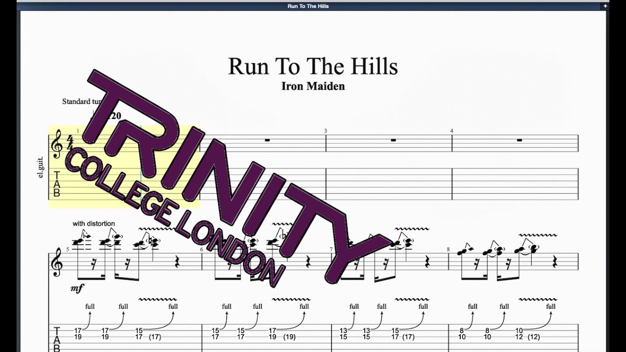 Run to the hills (2012 Syllabus) trinity Grade 8 Guitar