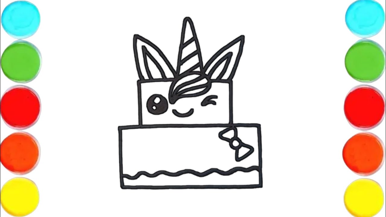 How To Draw Birthday Cake Drawing Painting Colouring For Kids..
