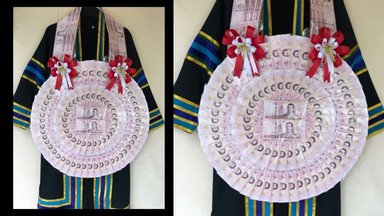 วิธีทำพวงมาลัยธนบัตร รับปริญญา พวงมาลัยแบ้งค์  พวงมาลัยวงกลม #moneyArt |DIY my Crafts.