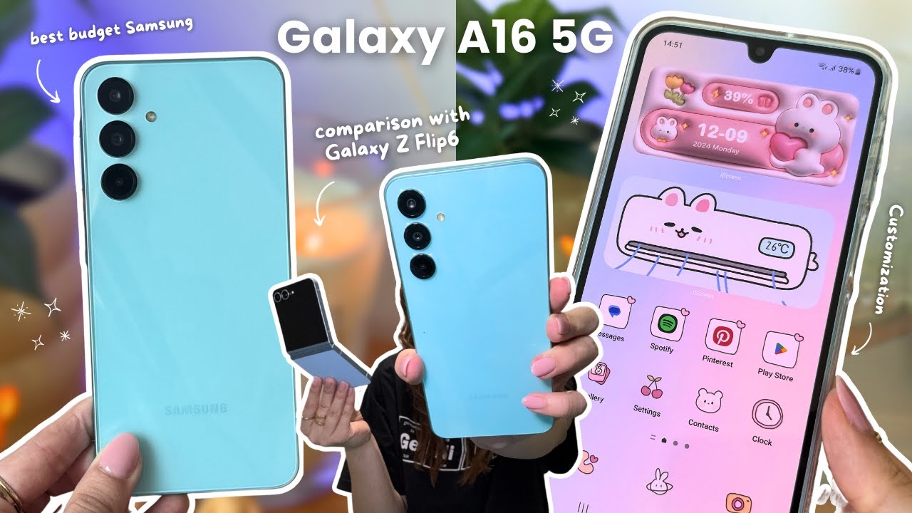 Samsung Galaxy A16 5G 🌷 aesthetic unboxing, customization, set up & Galaxy Z Flip6 comparison