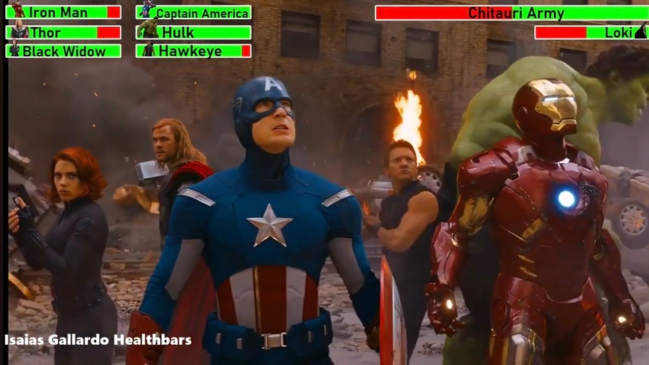 The Avengers (2012) Final Battle with healthbars 3/5
