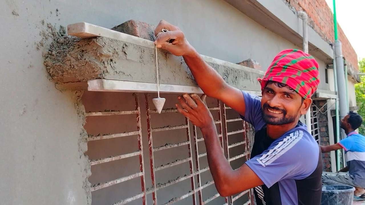 Plastering techniques of Loft_1BHK window Slab Properly Plastering with Cement | Sunshade Plastering