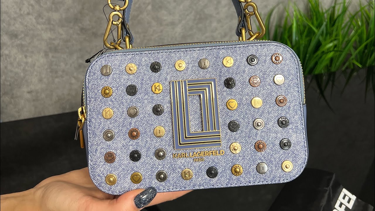 Распаковка сумки KARL LAGERFELD PARIS Simone Multi Rivet Camera Crossbody (denim multi)