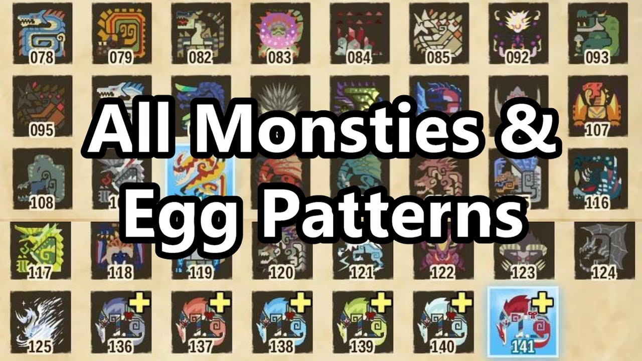 All Monsties & Egg Patterns (Palamutes Included) - Monster Hunter Stories 2 Monstipedia 100%