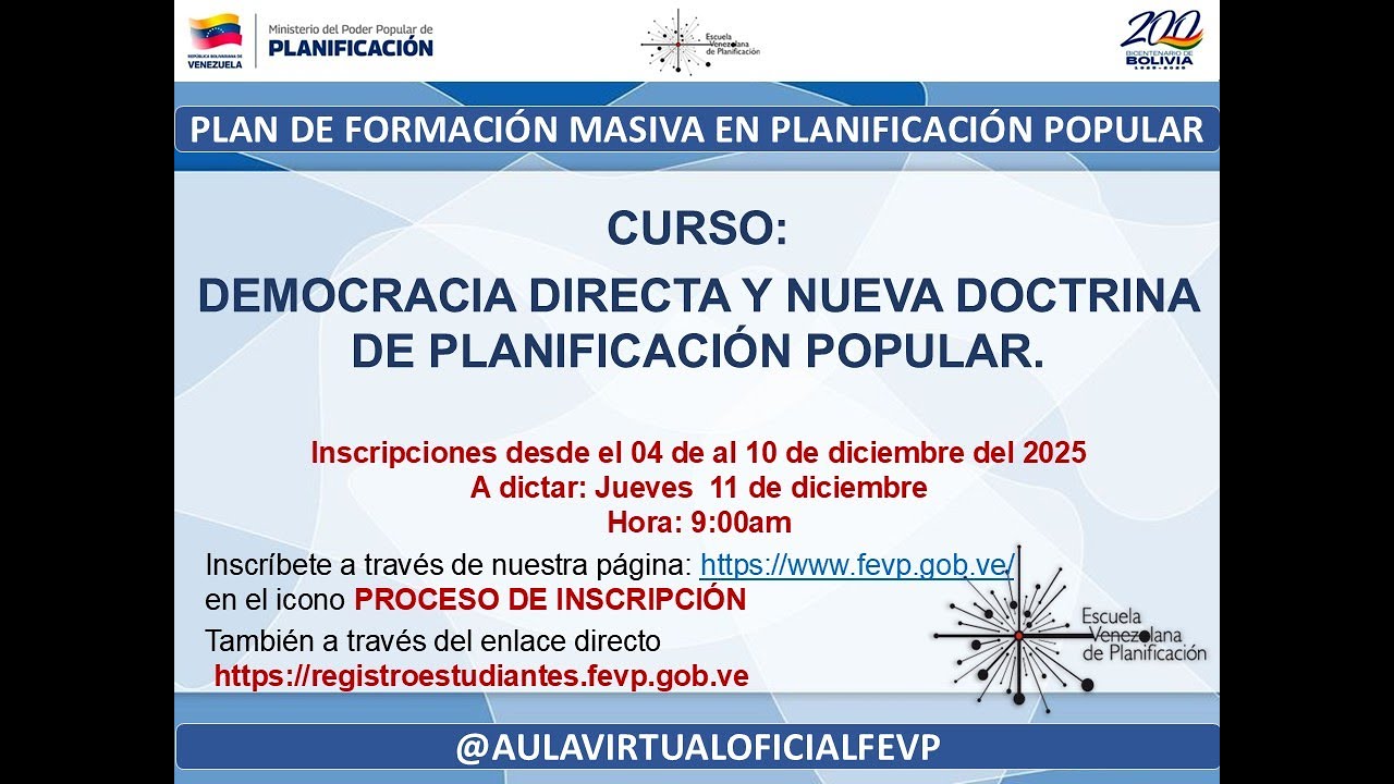 DEMOCRACIA DIRECTA Y NUEVA DOCTRINA DE PLANIFICACIÓN POPULAR.