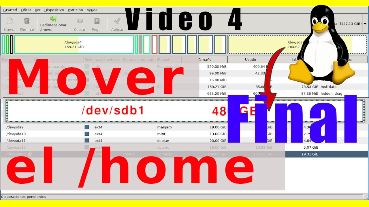 H-04 🐧Mover el /home a otro disco duro [Linux - GParted - dd - fstab]🐧[V174]