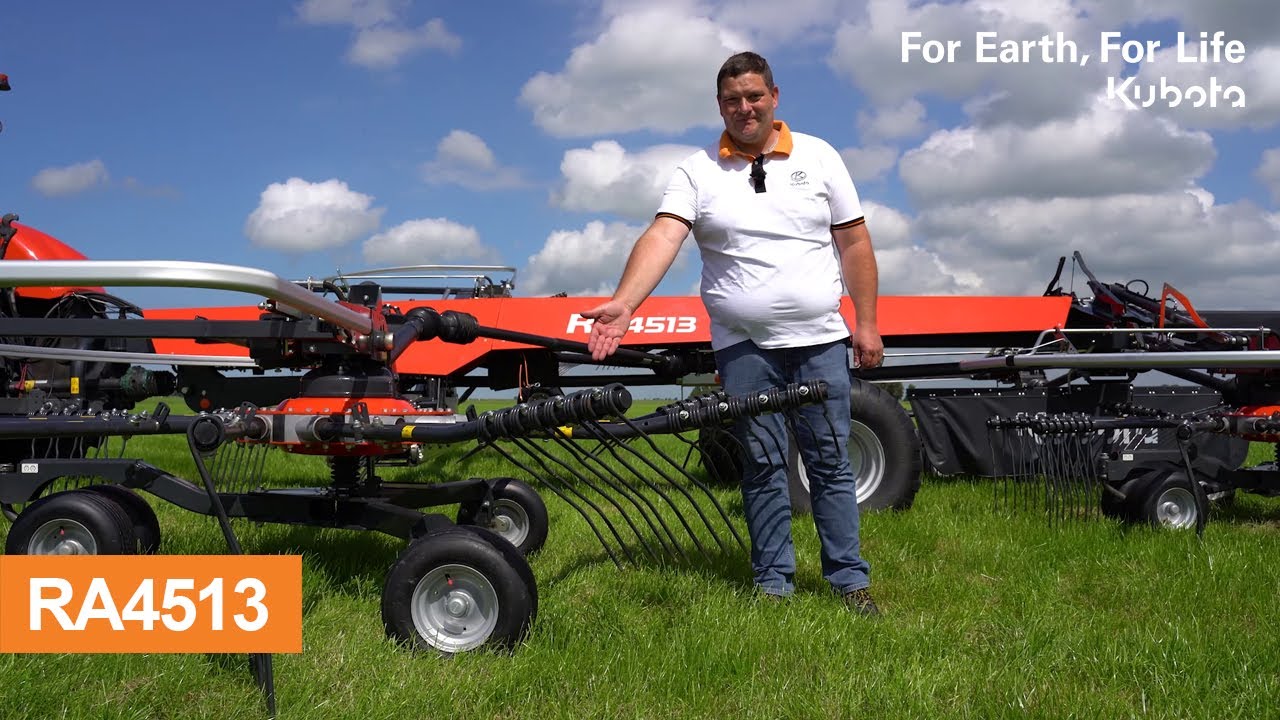 RA4513 four rotor rake with TerraLink Quattro - Walkaround tour | #Kubota 2023
