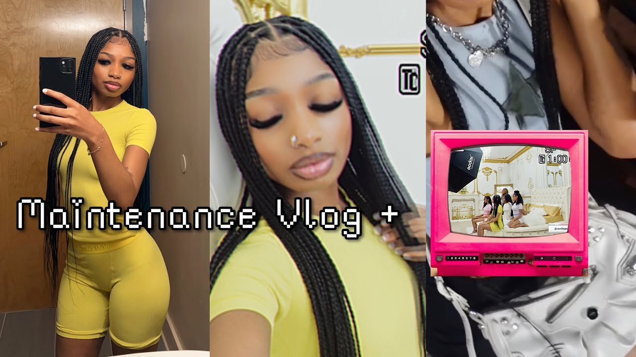 Maintenance vlog + photo shoot ✩ $100 knotless braids, lashes, nails