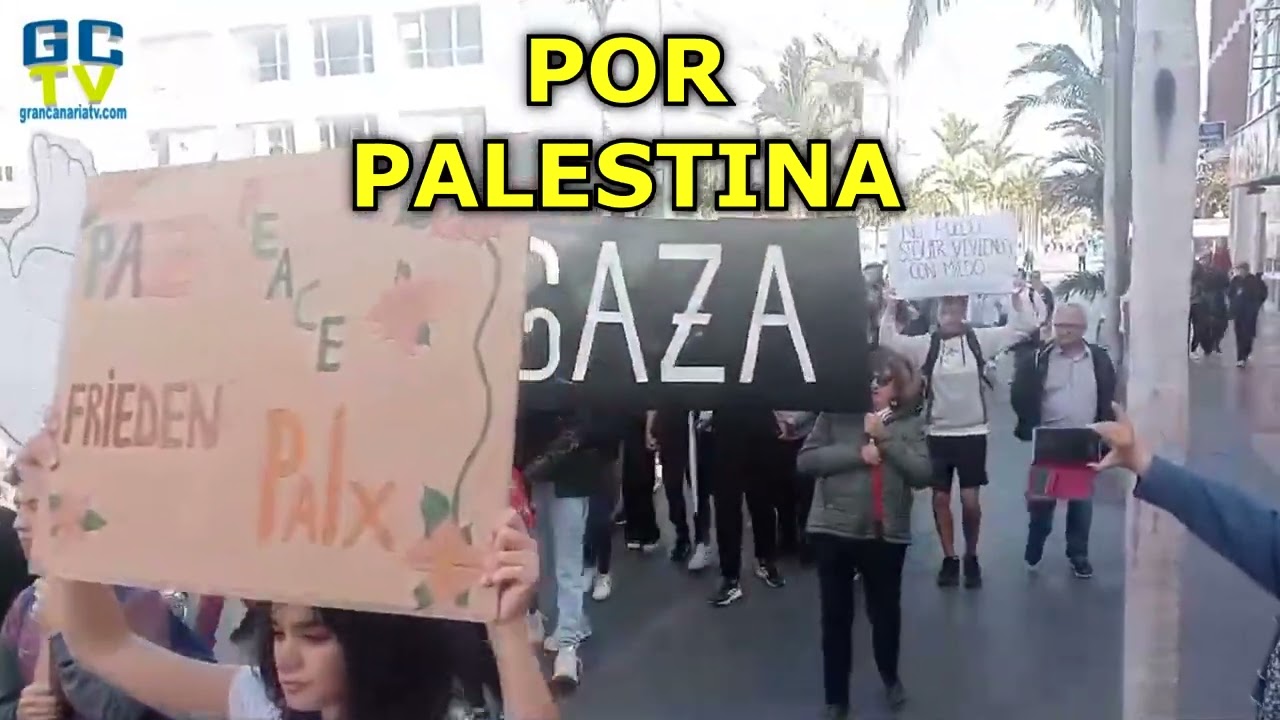 Manifestación por Palestina en Vecindario de estudiantes de Santa Lucía de Tirajana