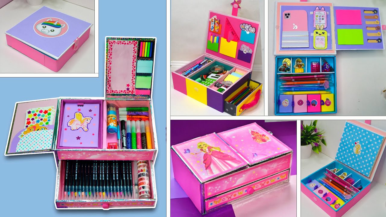 Cardboard crafts // How to make pencil cases and office organizers