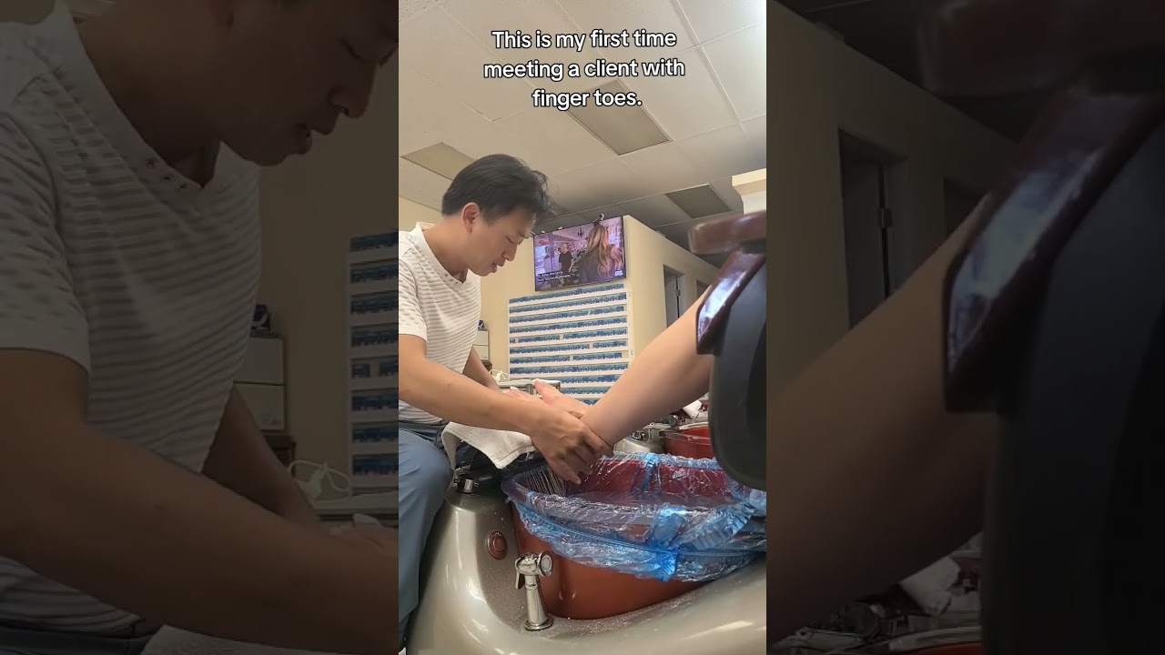 Client with Finger Toes #nailtech #nails #comedy