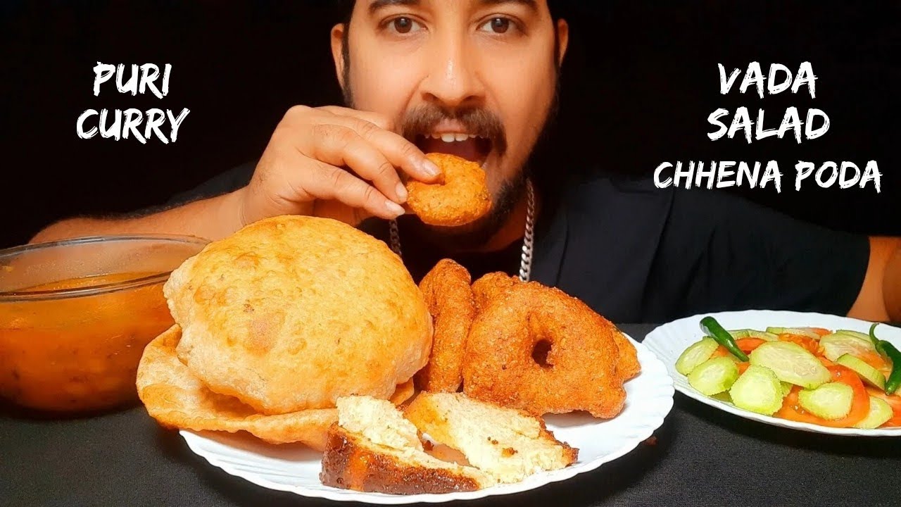 Puri Curry Mukbang 🔥 | Crispy Bada & Chhena Poda ASMR | Spicy & Crispy Eating | Desi Food Mukbang 🤤