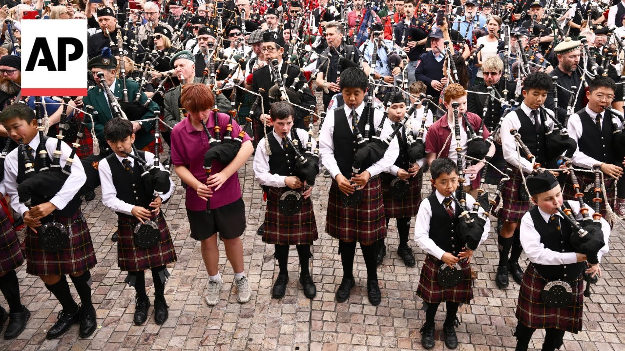 Bagpipers claim world record with AC/DC's 'It's a Long Way to the Top'