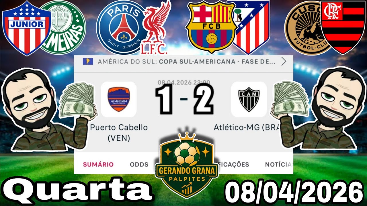 PALPITES DE FUTEBOL PARA HOJE 08 04 2026 QUARTA - FEIRA COM PLACARES EXATOS, BILHETE PRONTO + ZEBRA
