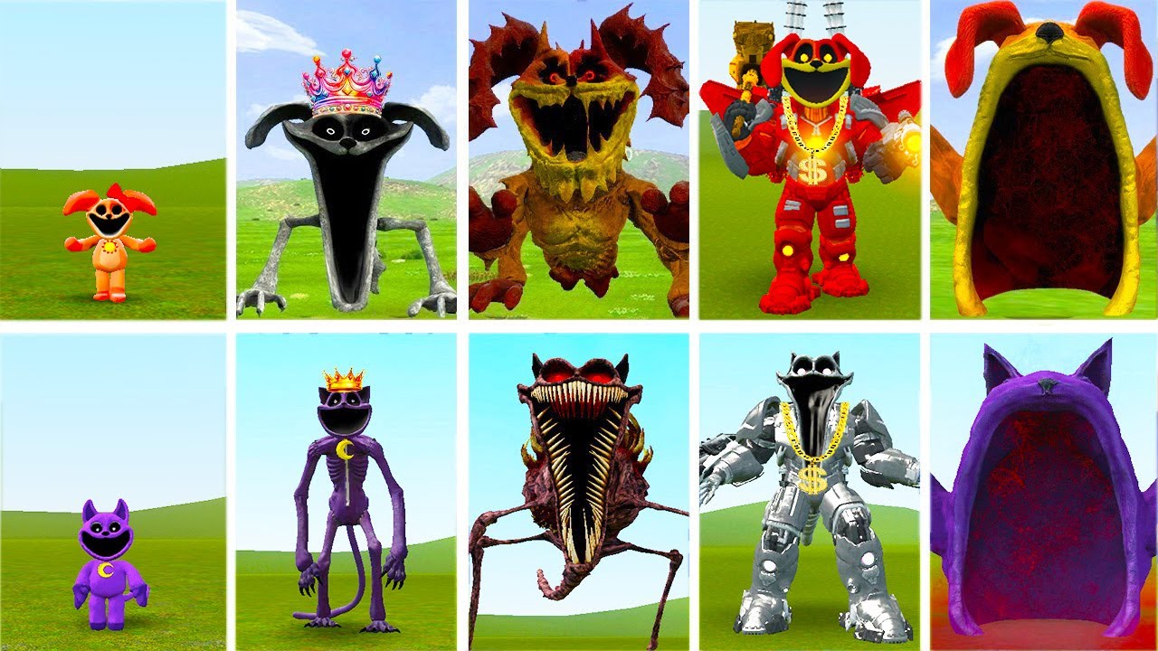 ALL THE NEW EVOLUTIONS OF MONSTER KING POPPY DOGDAY'S VS MONSTER KING POPPY CATNAP IN GARRY'S MOD!