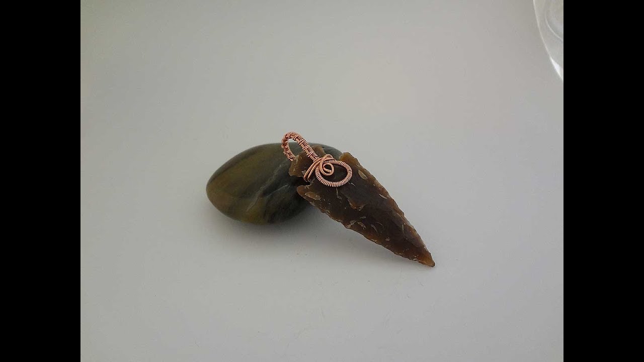 wire wrapped Time lapse arrowhead pendant for beginners.