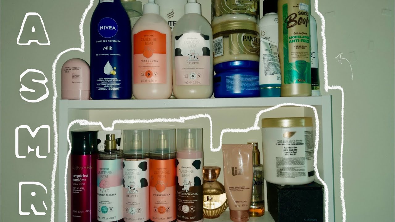ASMR ✨ Minha (mini) COLEÇÃO  de cosméticos de corpo | sons relaxantes e muitos sussurros 