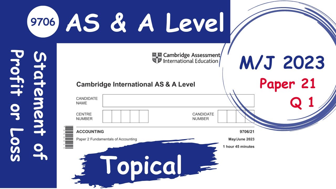 Cambridge AS Level Accounting 9706 Past Paper 21 May June 2023 - Statement of Profit or Loss