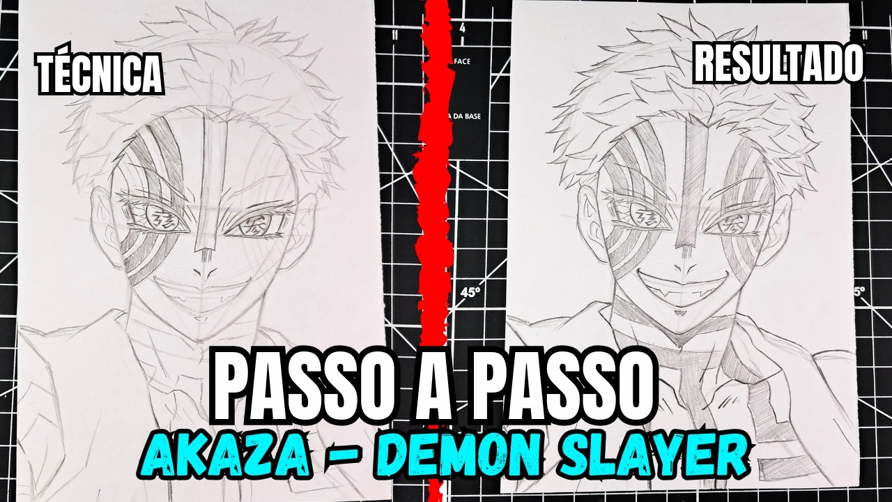 Como Desenhar o Akaza - Desenho Passo a Passo Fácil - Desenho Demon Slayer Castelo Infinito