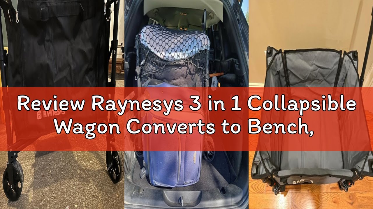 Review Raynesys 3 in 1 Collapsible Wagon Converts to Bench, 220lbs Foldable Wagon Cart with Wheels,