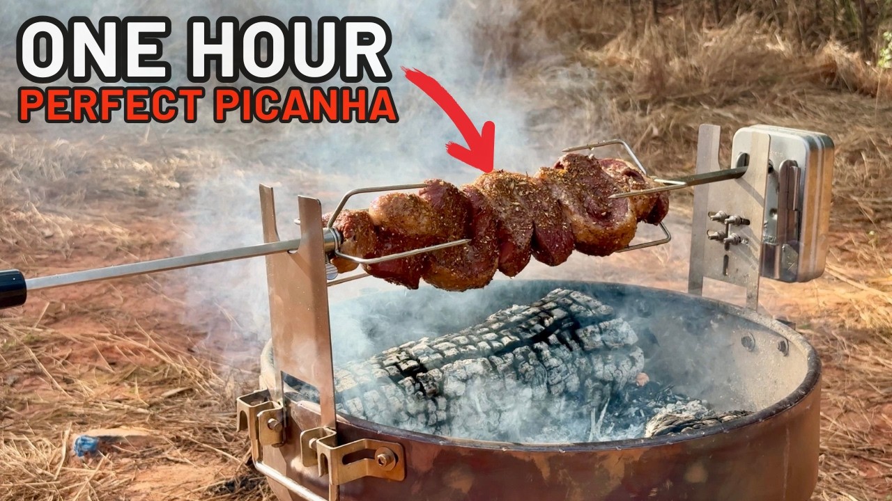 ROTISSERIE PICANHA ON COALS (& Broccoli salad)  -  Simple Camp Cooking