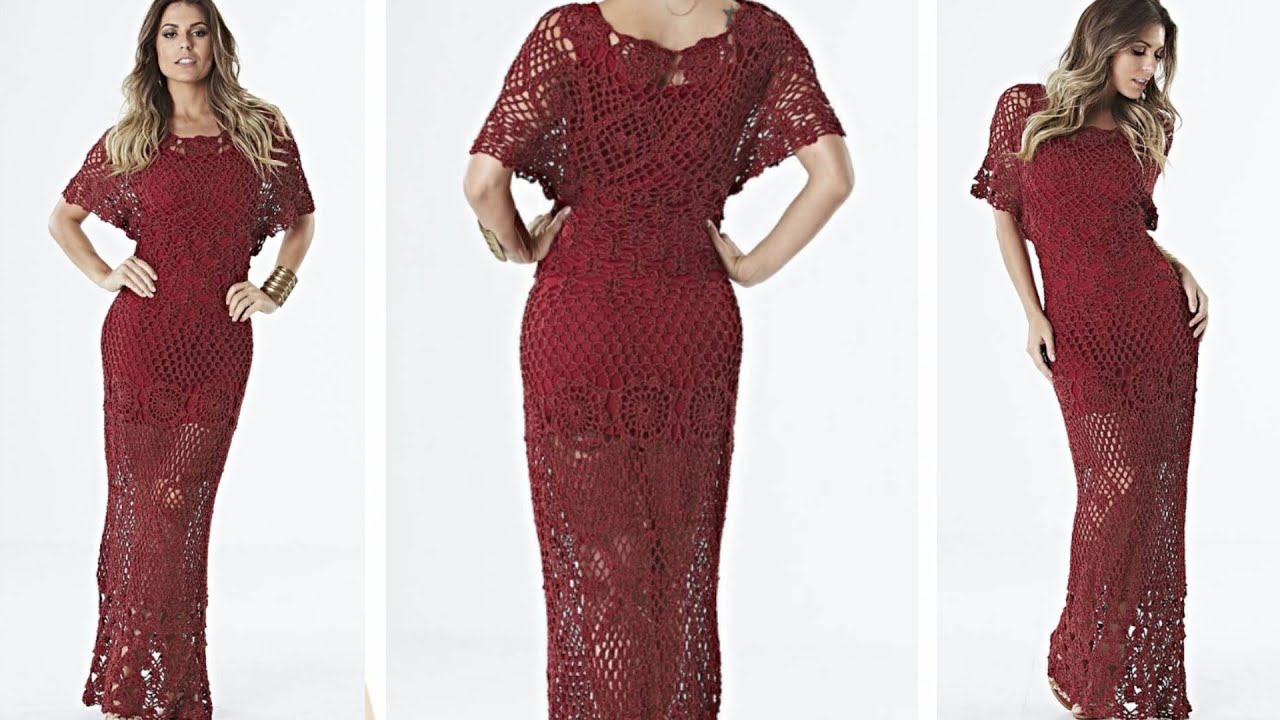 PONTO FANTASIA EM CROCHÊ DE 3 CARREIRAS INTERCALADOS DO VESTIDO BORDÔ MANGA AMPLA DA CÍRCULO