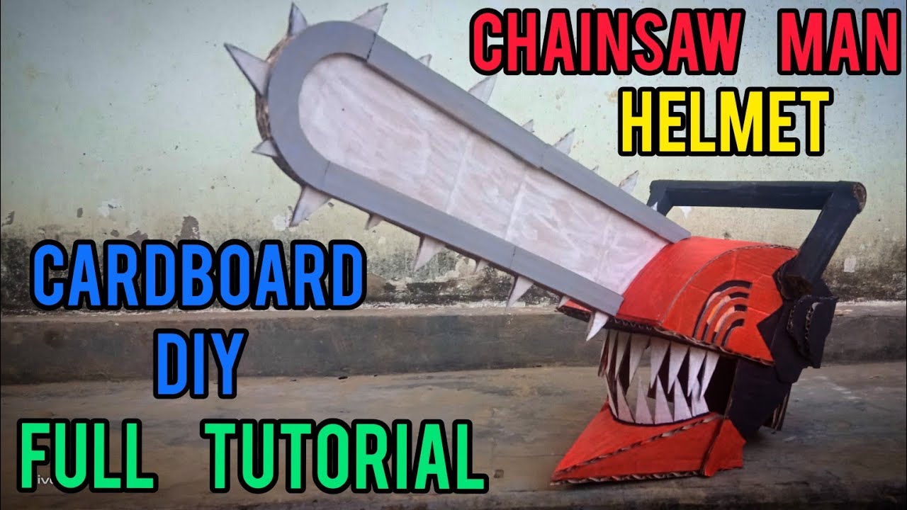 Chainsaw man cardboard helmet tutorial | Katana man helmet cardboard