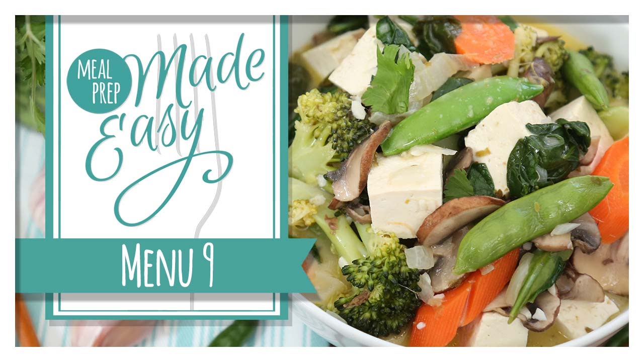 Healthy Vegan Meal Prep | Menu 9 | Green Curry, Spicy Kimchi Soup, Tofu Breakfast Scramble