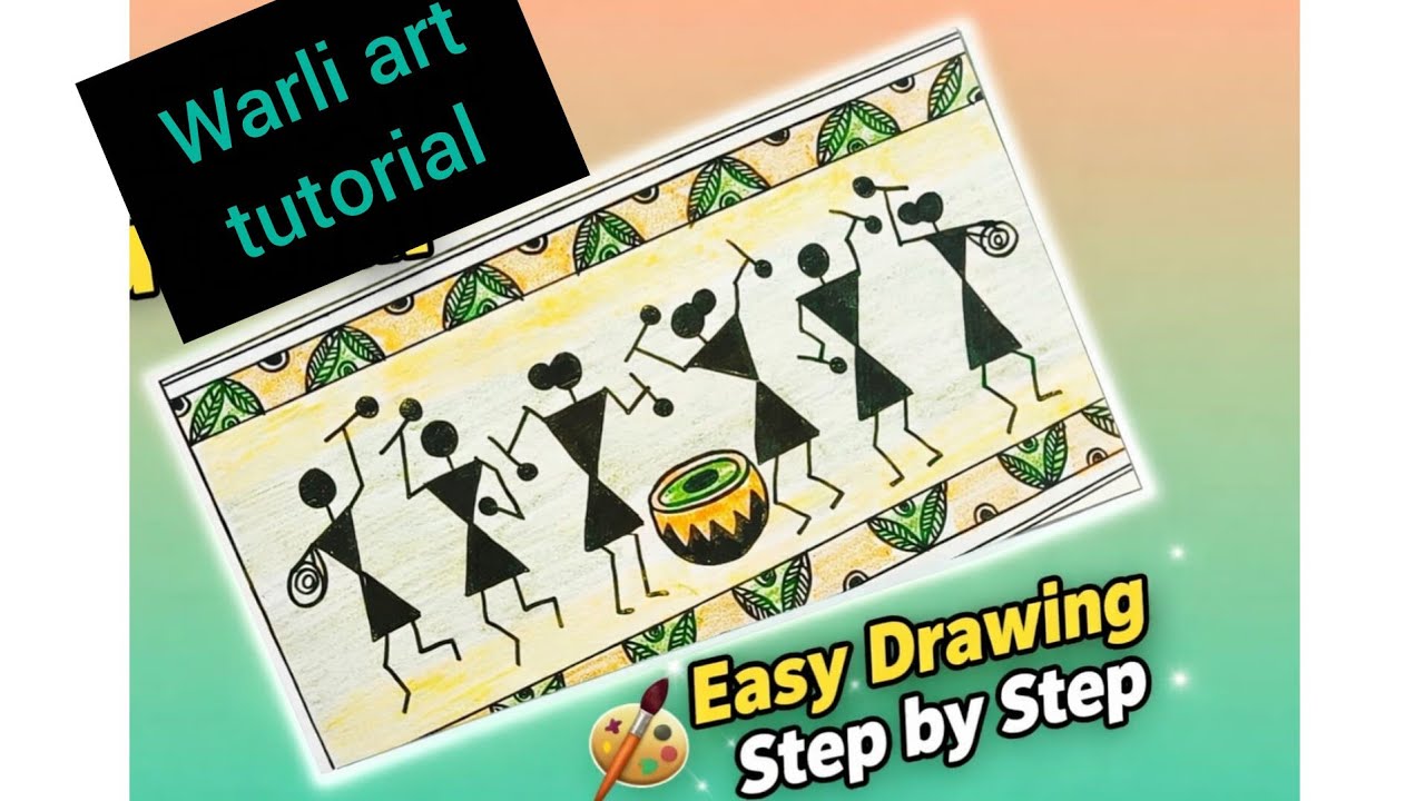 how to draw Warli painting step by step/dancing lady/folk art/tribal art #warliart