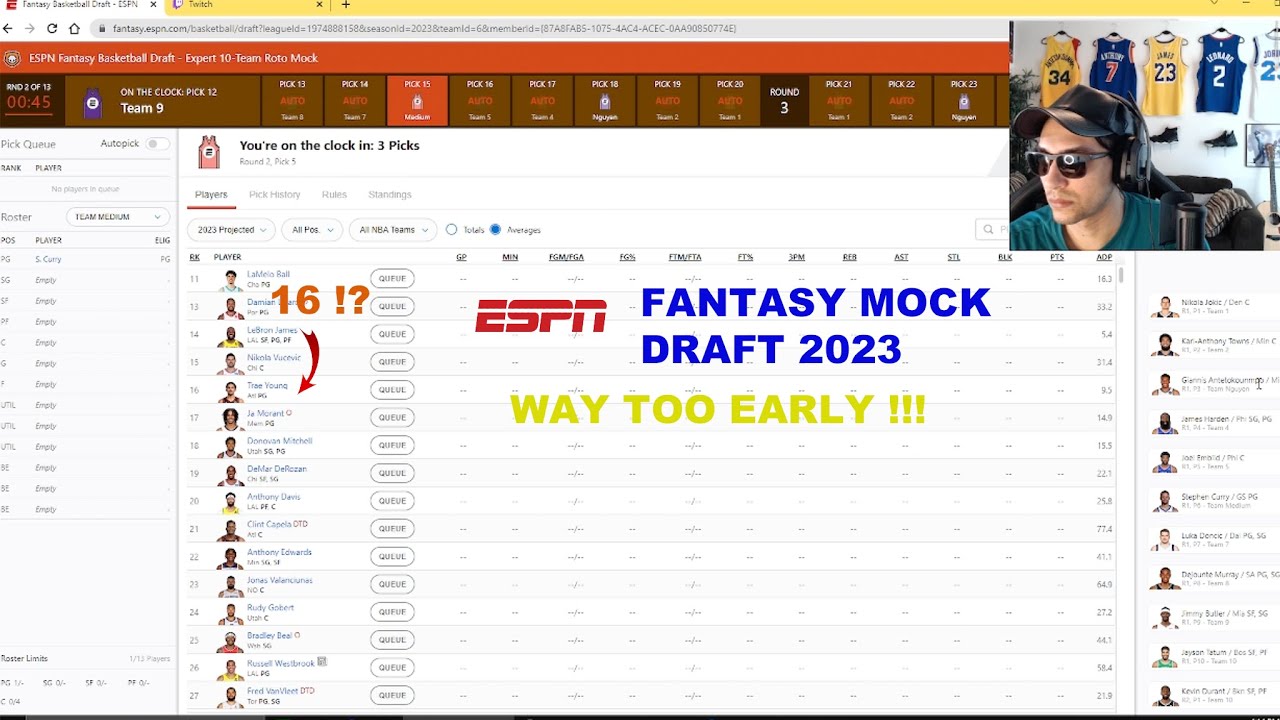ESPN NBA FANTASY BASKETBALL MOCK DRAFT (2023) (WAY TOO EARLY)