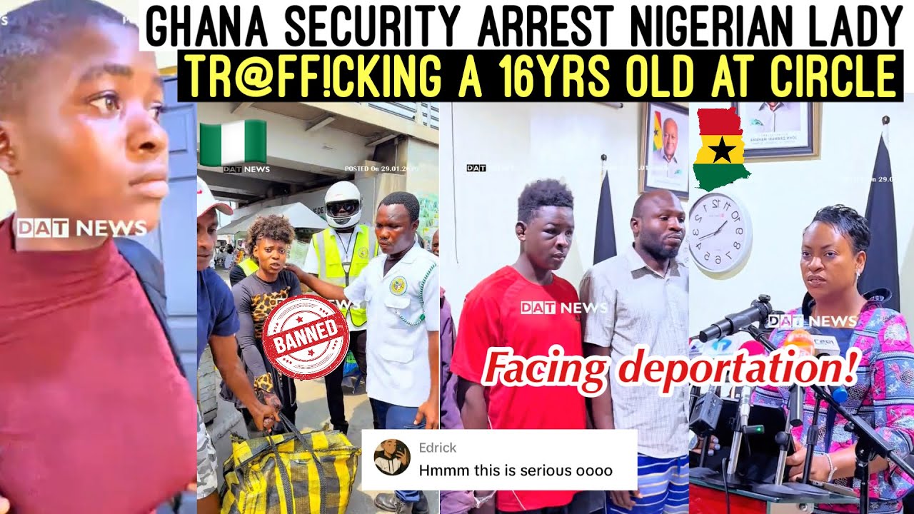 E DON BURST‼️😭 GHANA SECURITY ARREST A NIGERIAN LADY TR@FF!CKING 16YRS AT CIRCLE GHANA 