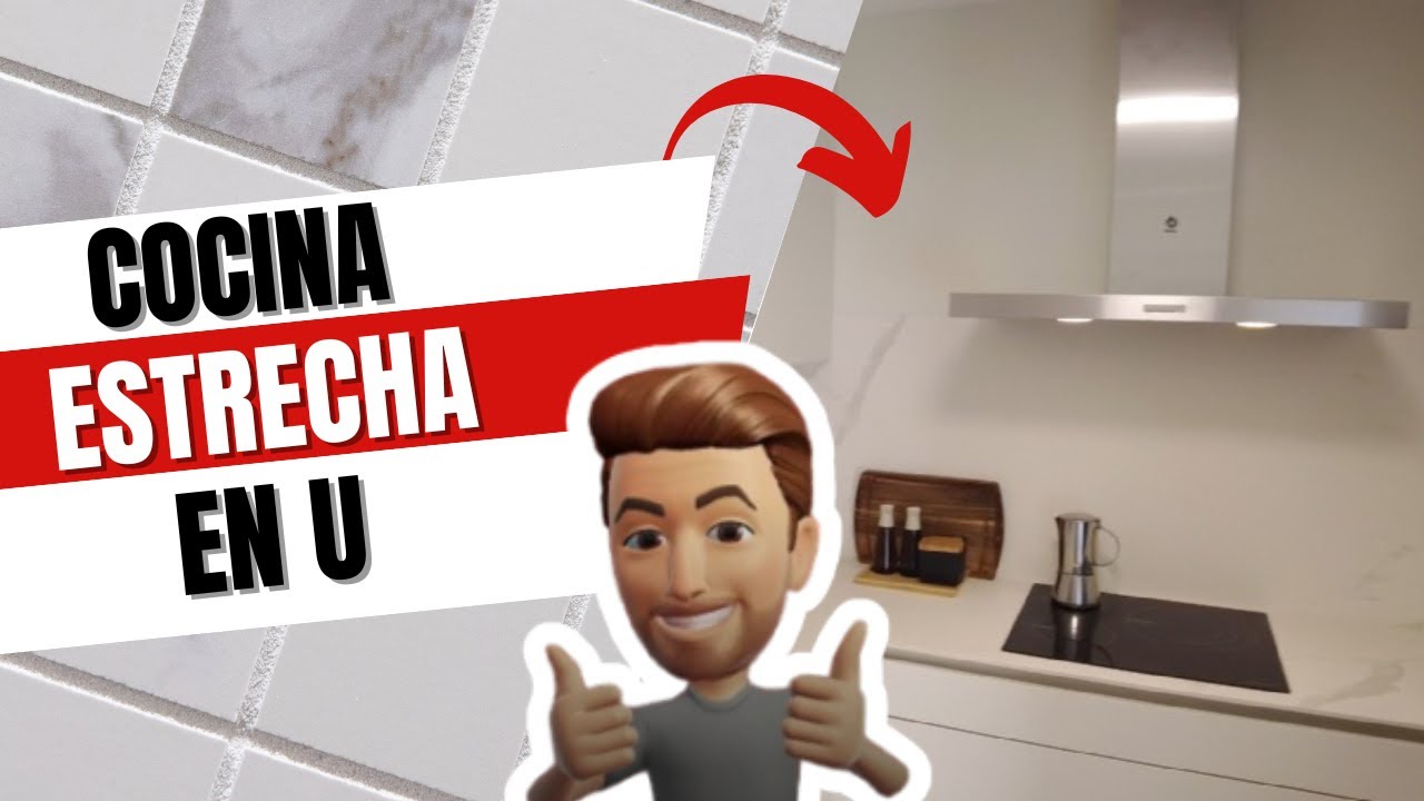 Muebles de cocina color blanco con encimera Estatuario de Coverlam. Campana Balay y mueble persiana.