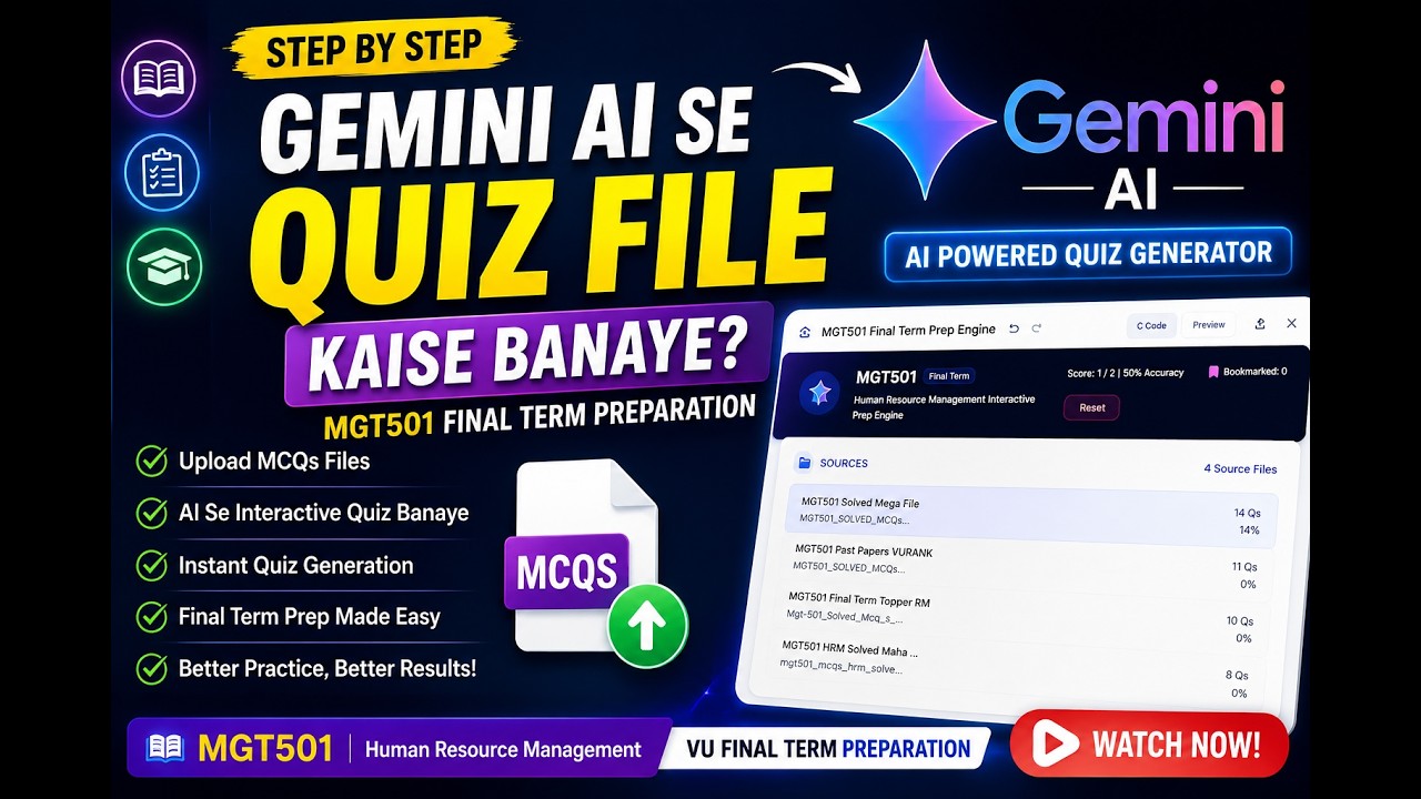 How to Create Quiz File with Gemini AI Using VU Past Papers | Final Term Preparation 2026