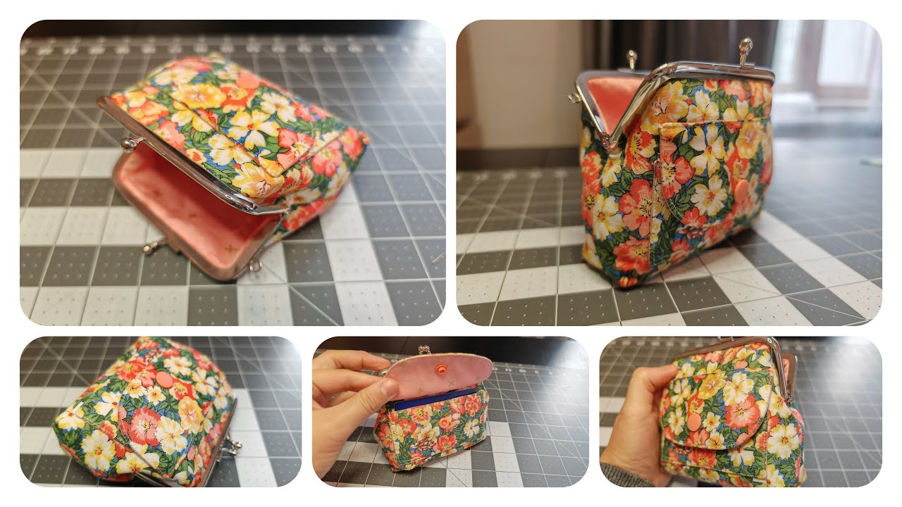 Frame clasp coin purse with pocket /fermoir rétro métallique avec une pochette带翻盖口袋的口金包 tuto#0103