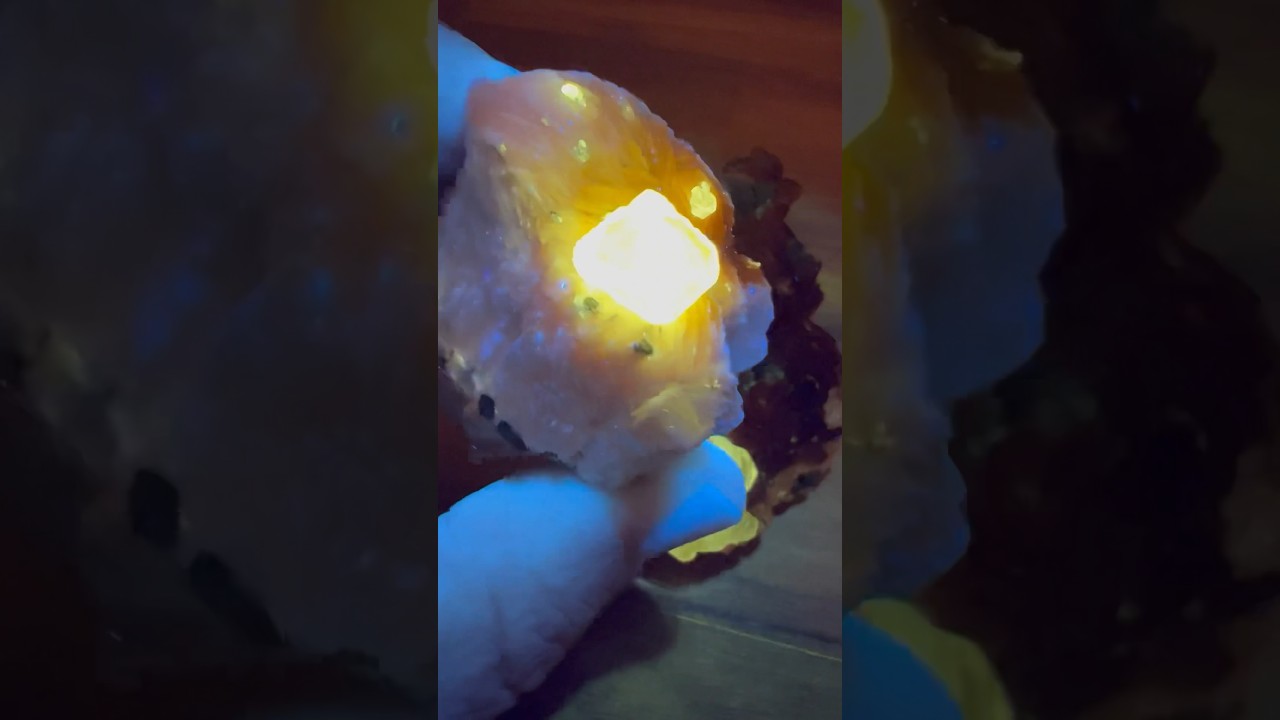 Cerussite on Barite w/Galena in UV! #crystal #rockhound #teamrockit #thefinders