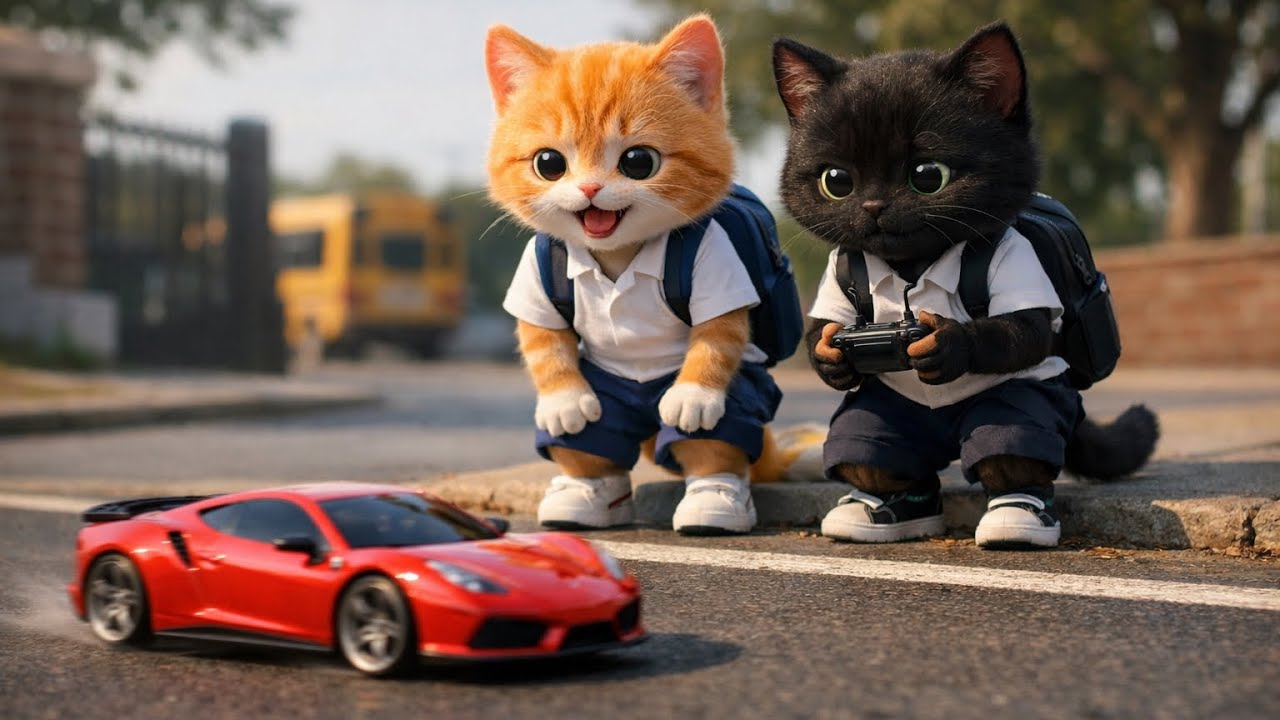 From Wooden Toys to Battery Car 🚗✨ | White Cat Baby Emotional Success Story | 3D Animated Cat Story