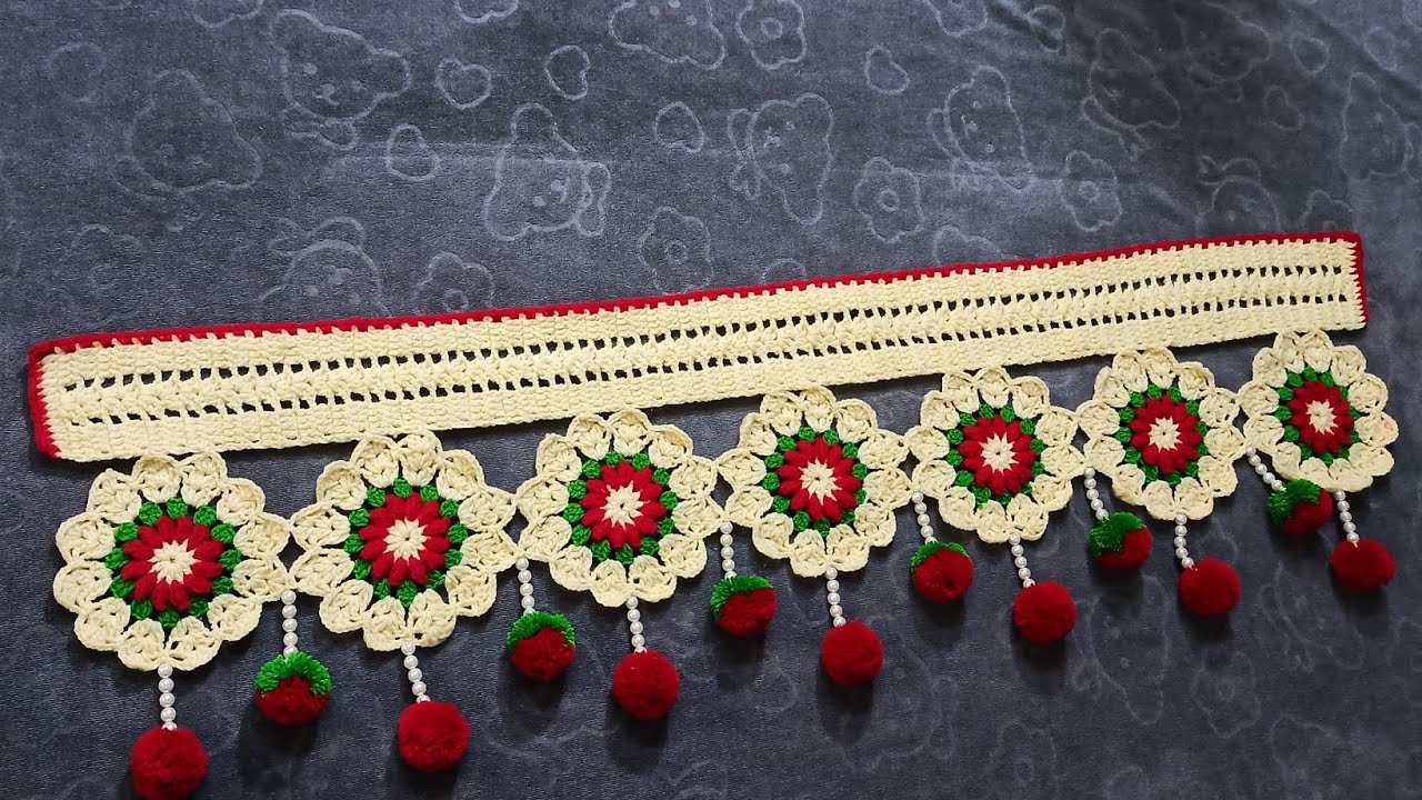 Crochet Door Toran Final Part - 4 #crochethook #crochet #crochetart #wool #design
