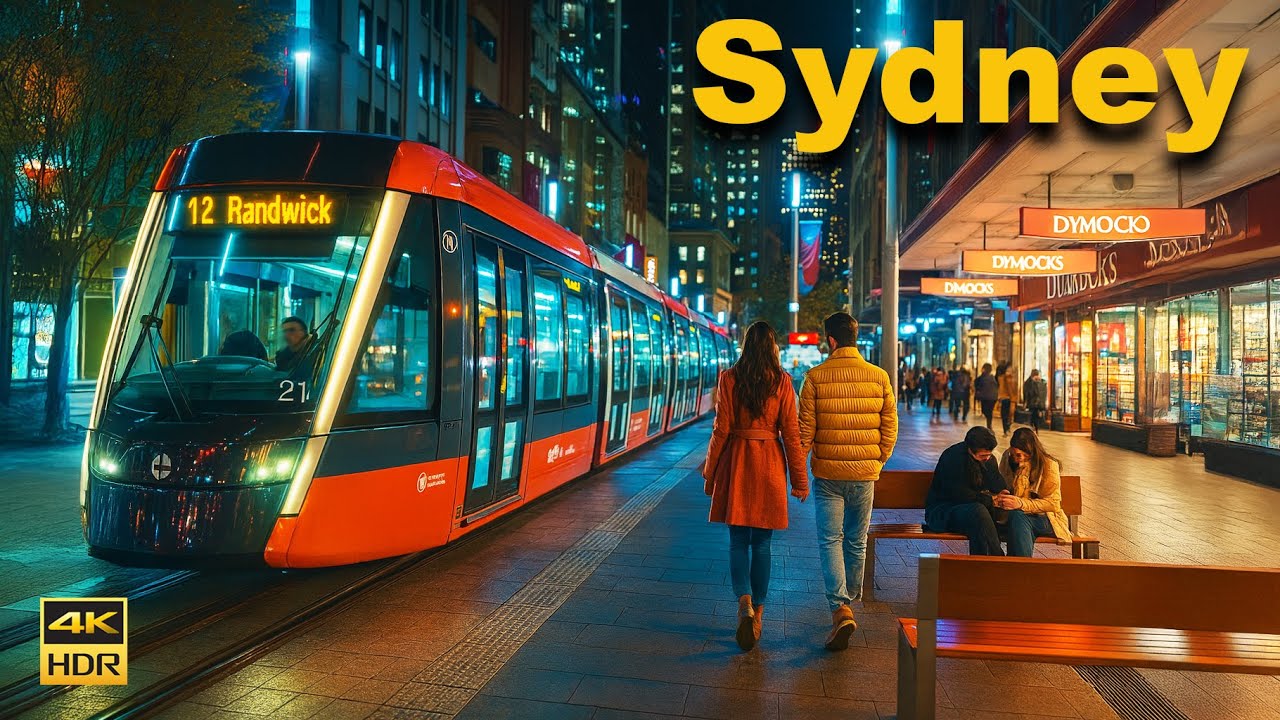 Vivid Sydney Night Lights - Australia Walking Tour | 4K HDR