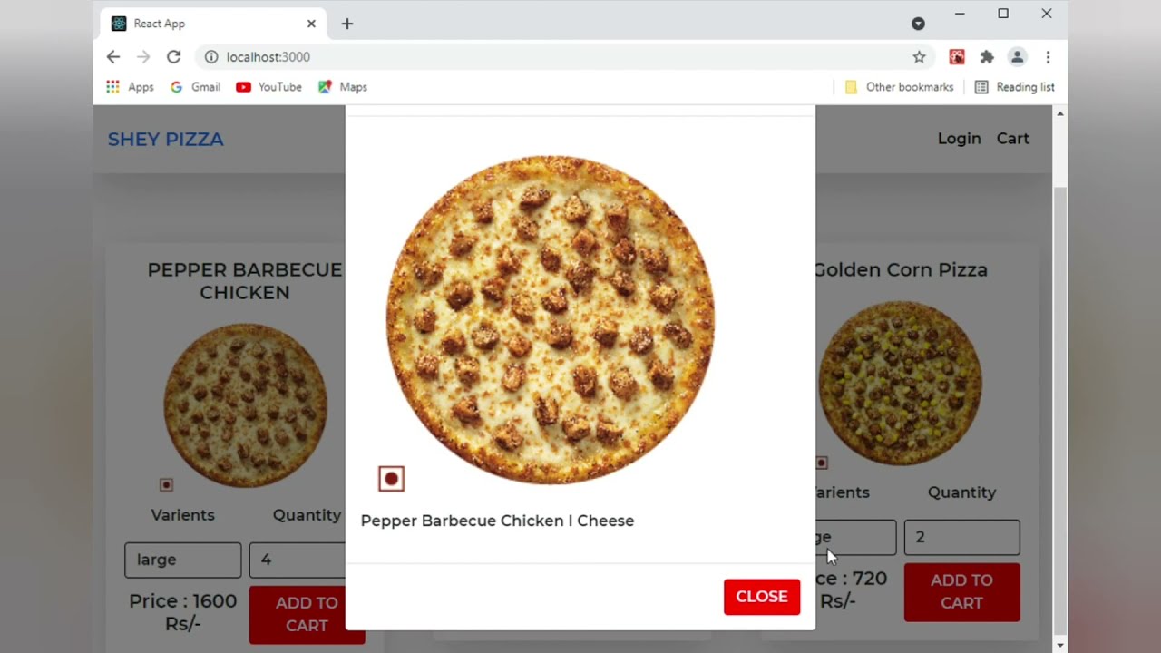 my first pizza delivery project | pizza delivery webpage using css reactjs
