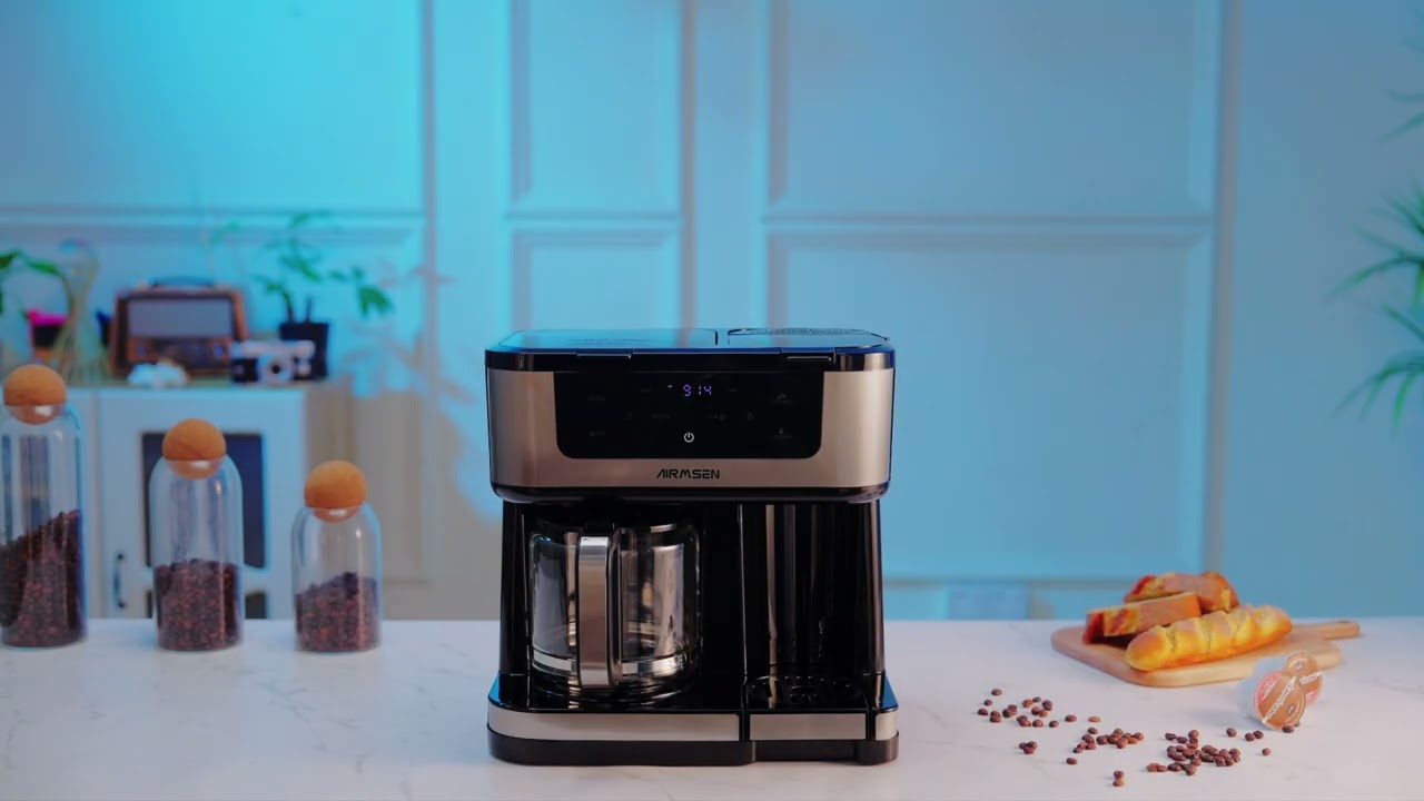AIRMSEN&reg;12-Cup Programmable Coffee Maker &ndash; Single Serve Machine for K-Cup Pods & Ground, Delay Start