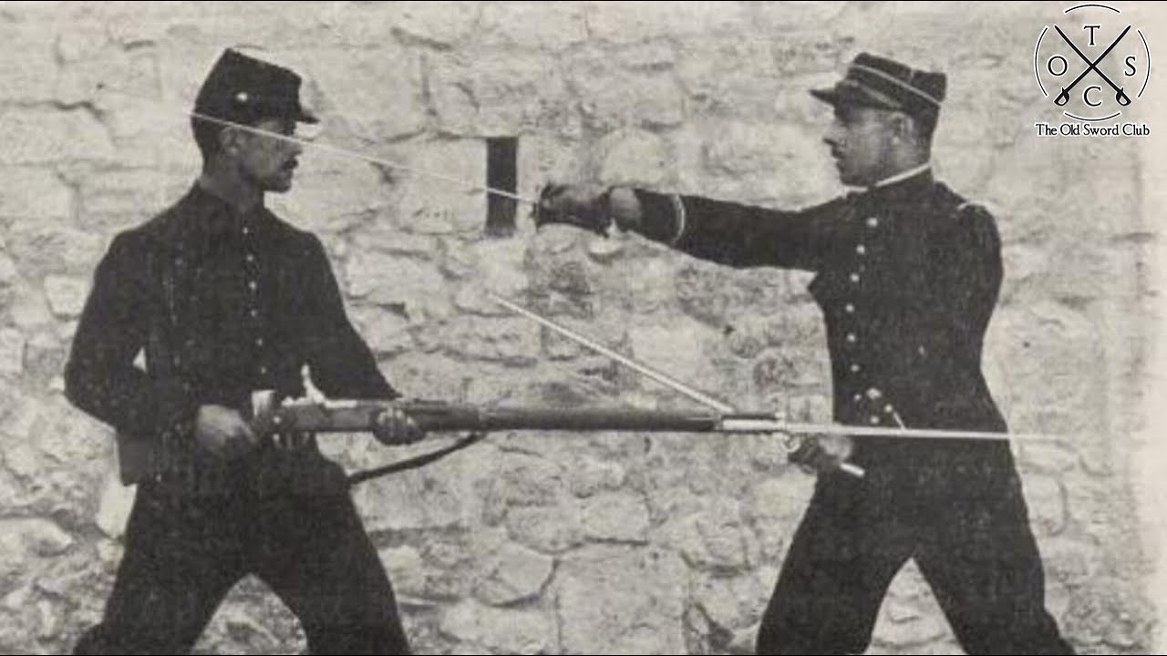 Fencing with sabre, scabbard and kicks