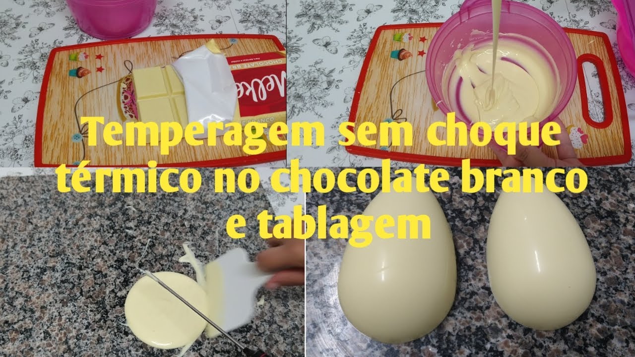 Derretimento do chocolate branco sem choque térmico com técnica 34 graus e temperagem tablagem