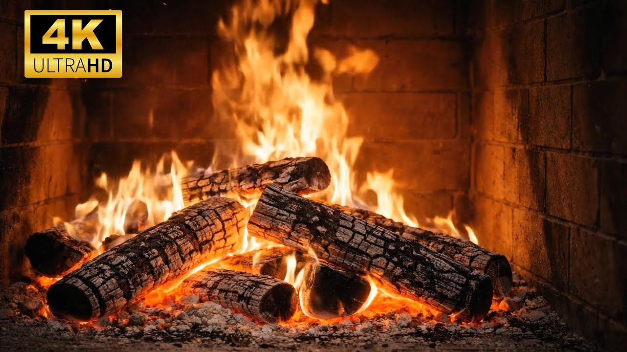 No Ads Fireplace  Burning Logs, Crackling Sounds, and the Serenity of Pure Cozy Relaxation